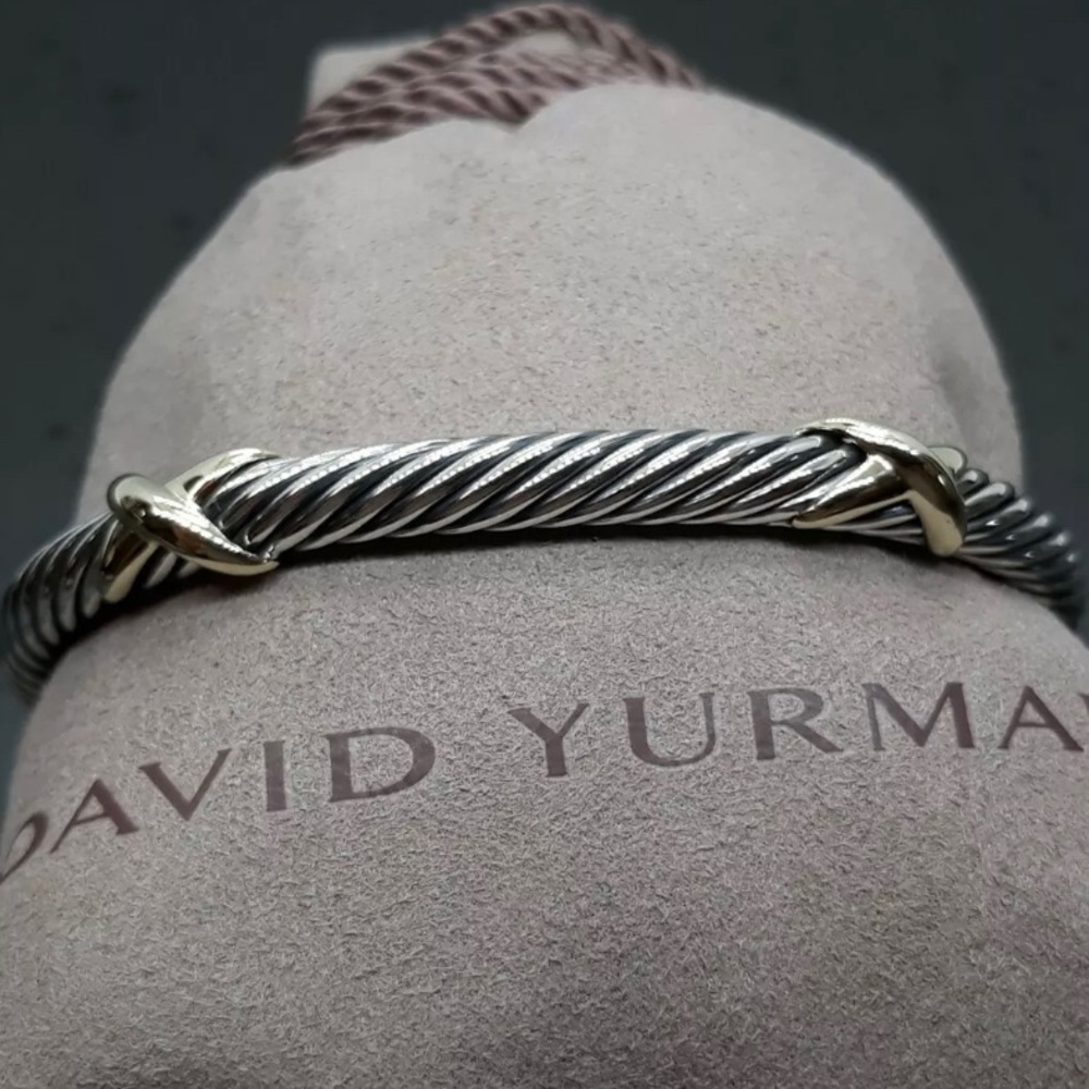 David Yurman 5mm SS & 14K Double X Bracelet